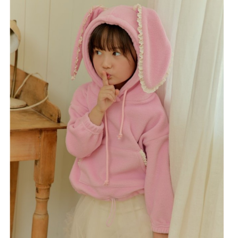 正韓童裝 MINIATURE 大兔耳朵連帽口袋T-細節圖6