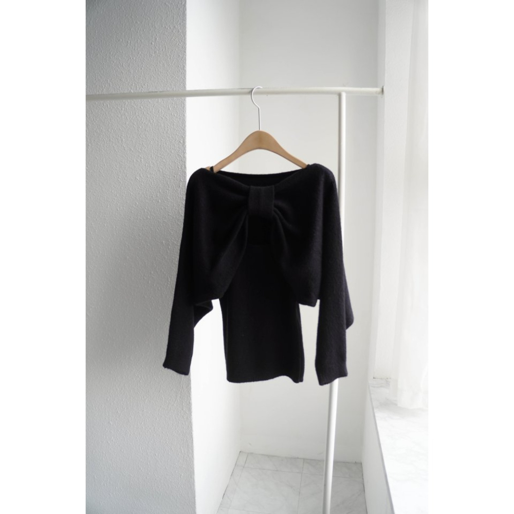 正韓女裝 ADO 大蝴蝶結針織衫-細節圖8