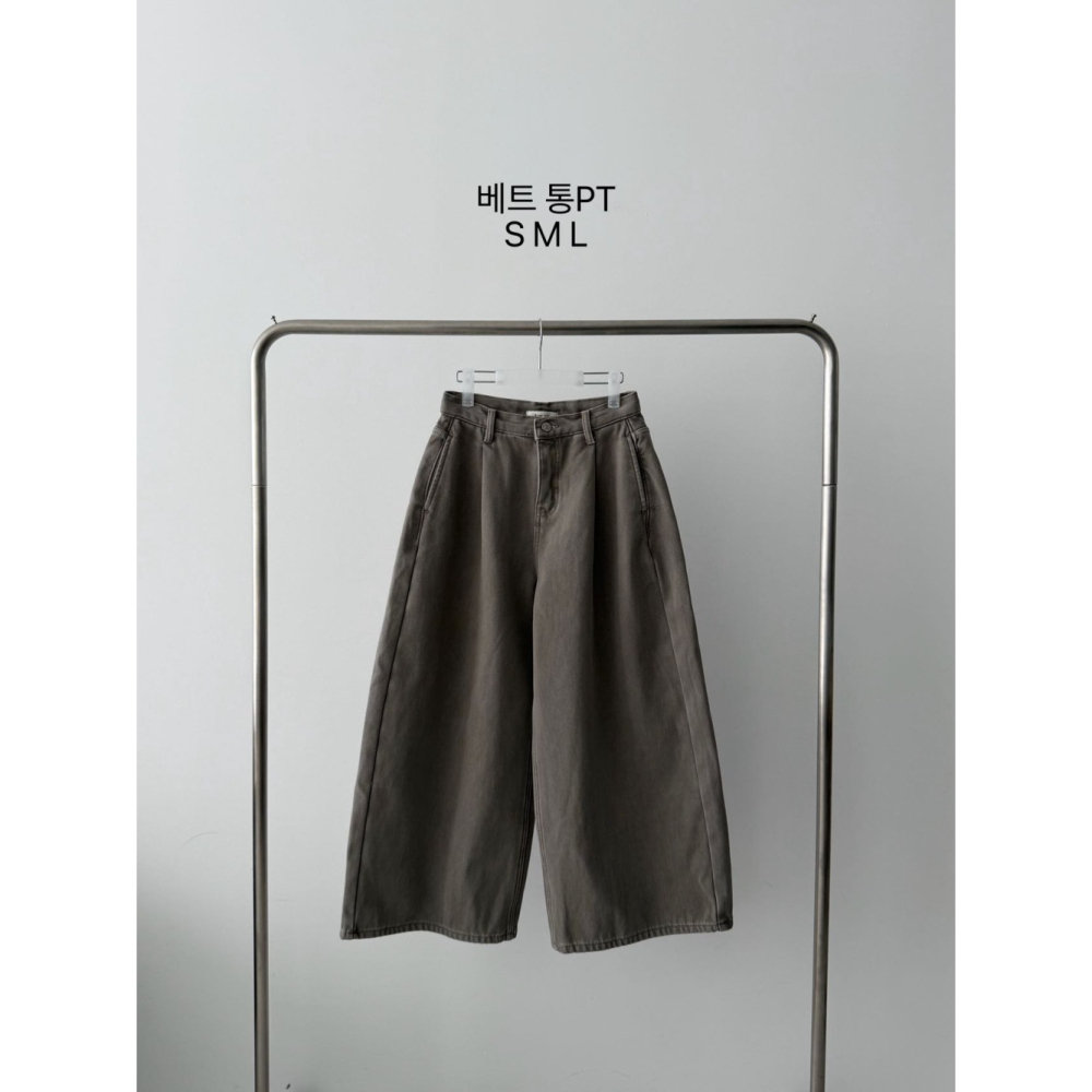 韓國女裝 RVR 牛仔型A字寬棉褲-細節圖2