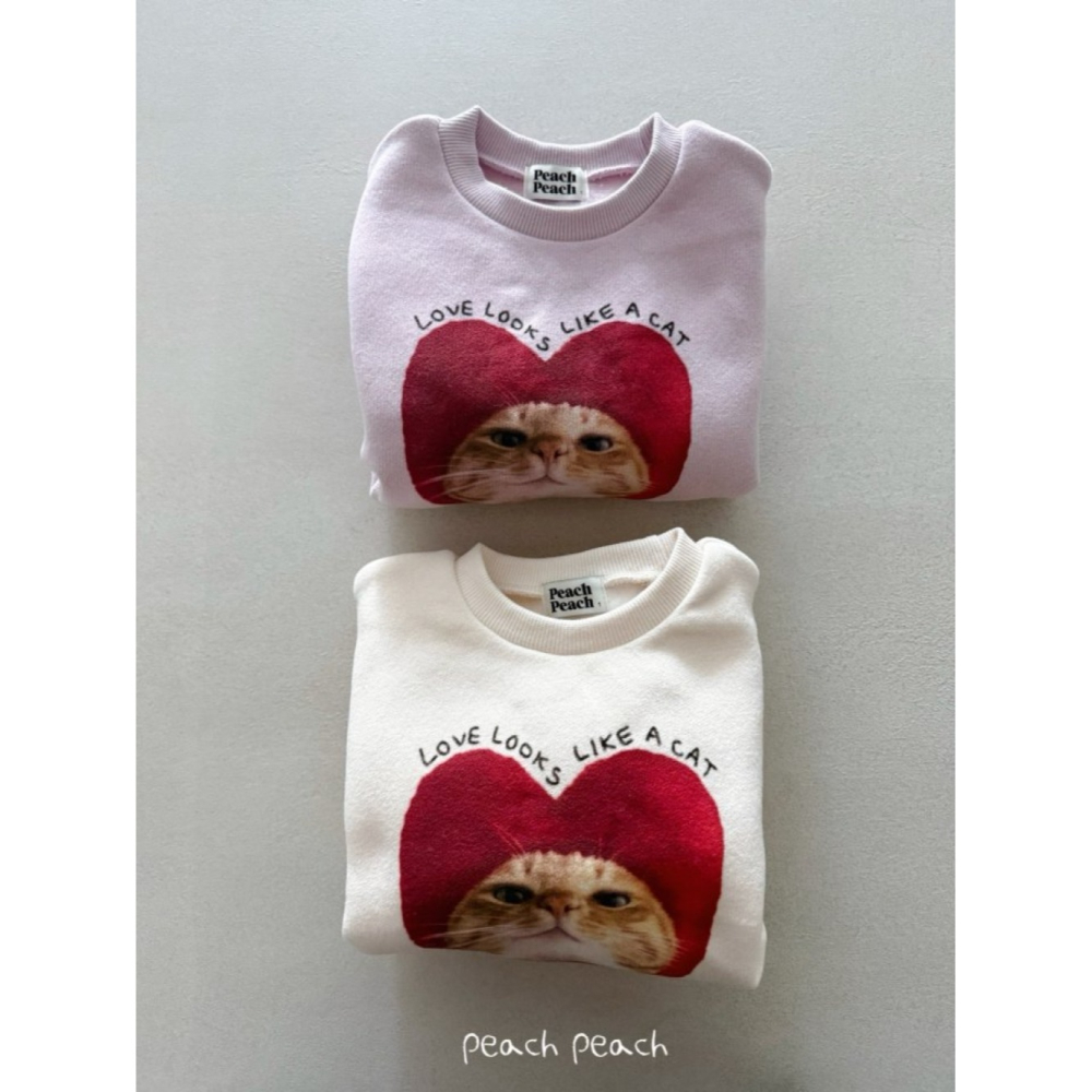正韓童裝 Peach Peach 戴愛心頭套的貓咪T-細節圖2