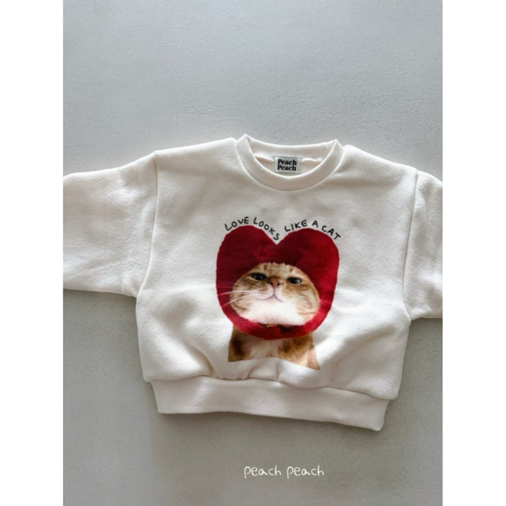 正韓童裝 Peach Peach 戴愛心頭套的貓咪T-細節圖3