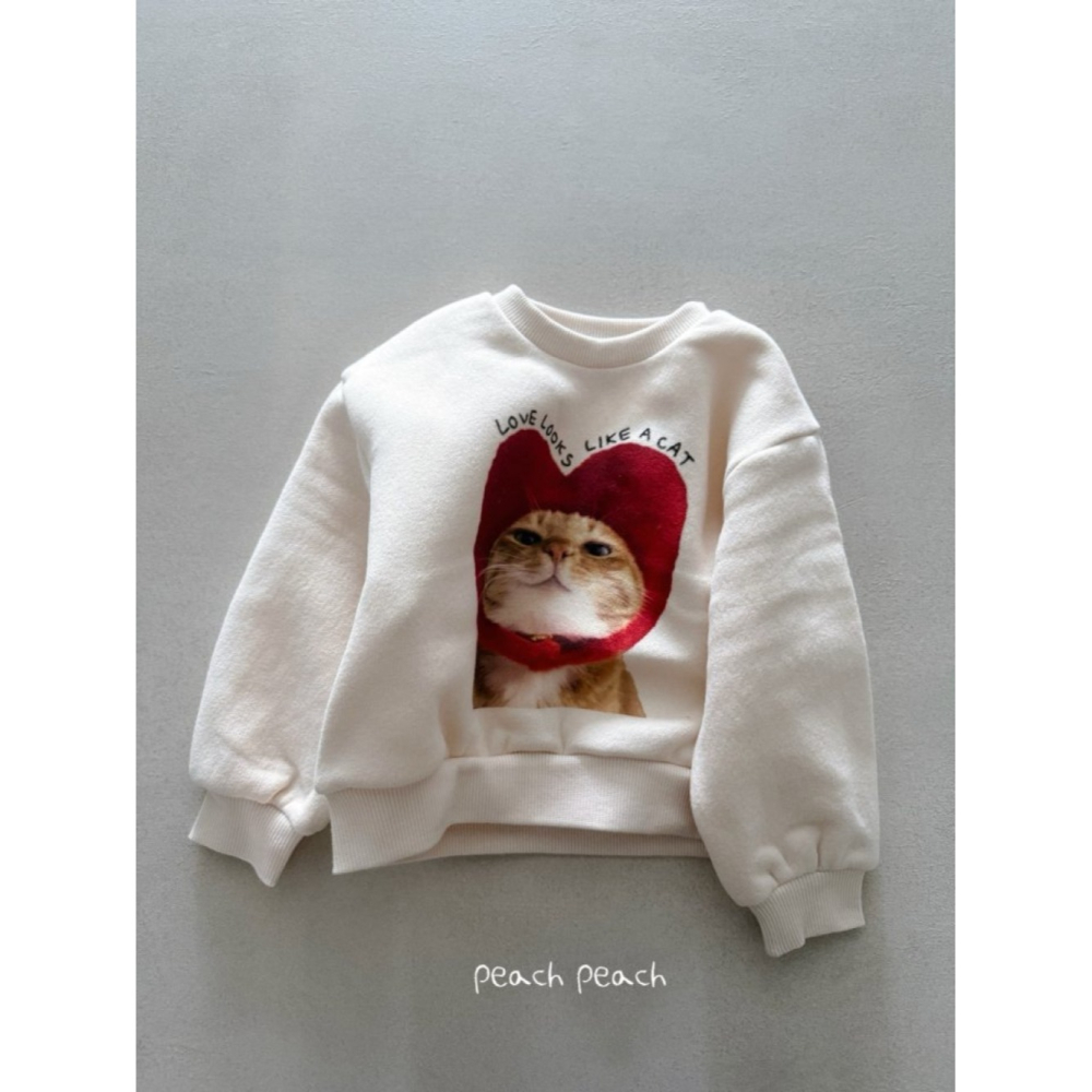 正韓童裝 Peach Peach 戴愛心頭套的貓咪T-細節圖4