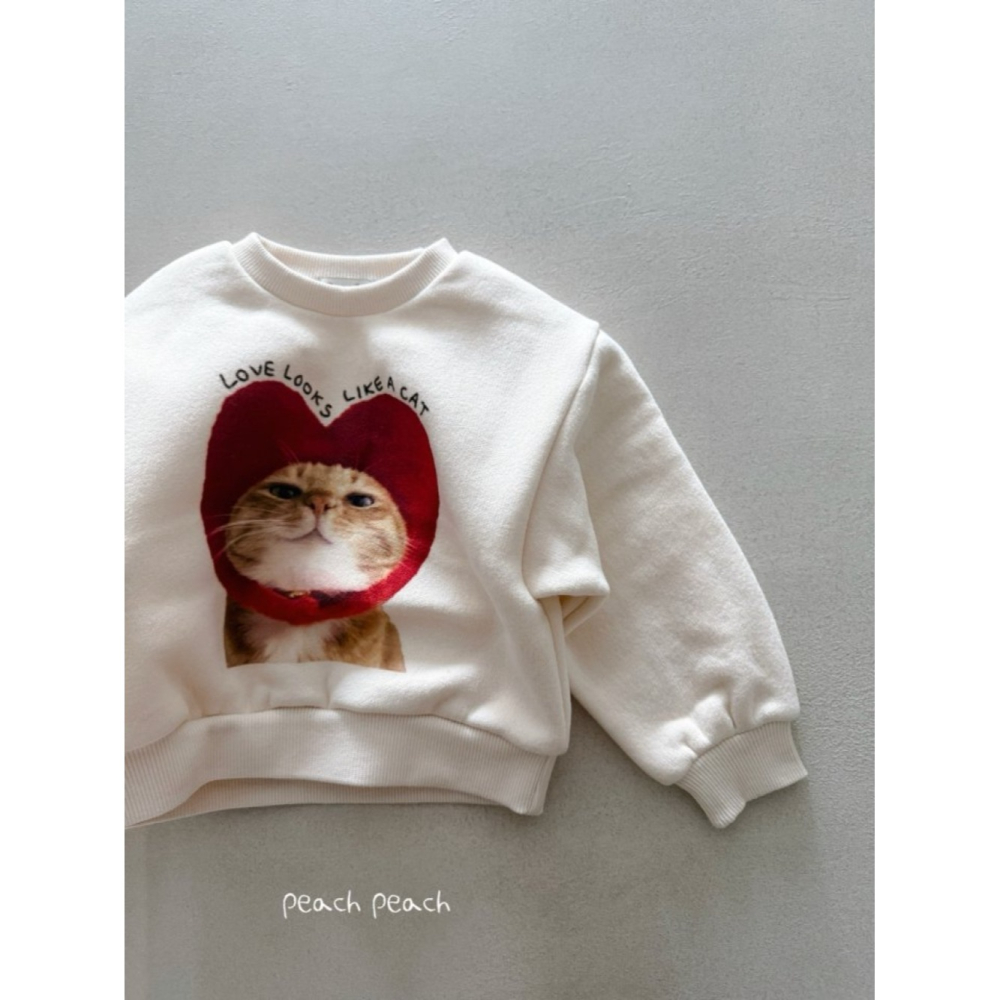 正韓童裝 Peach Peach 戴愛心頭套的貓咪T-細節圖5
