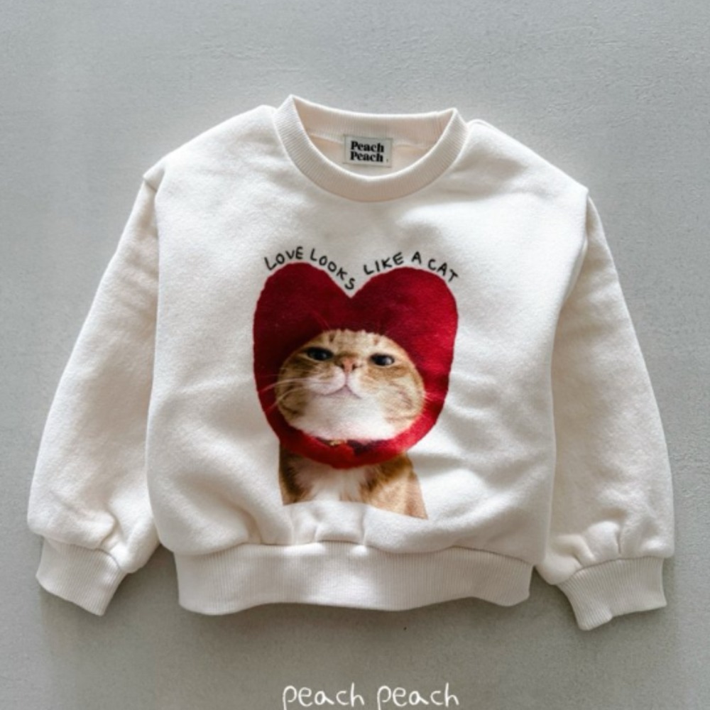 正韓童裝 Peach Peach 戴愛心頭套的貓咪T-細節圖8