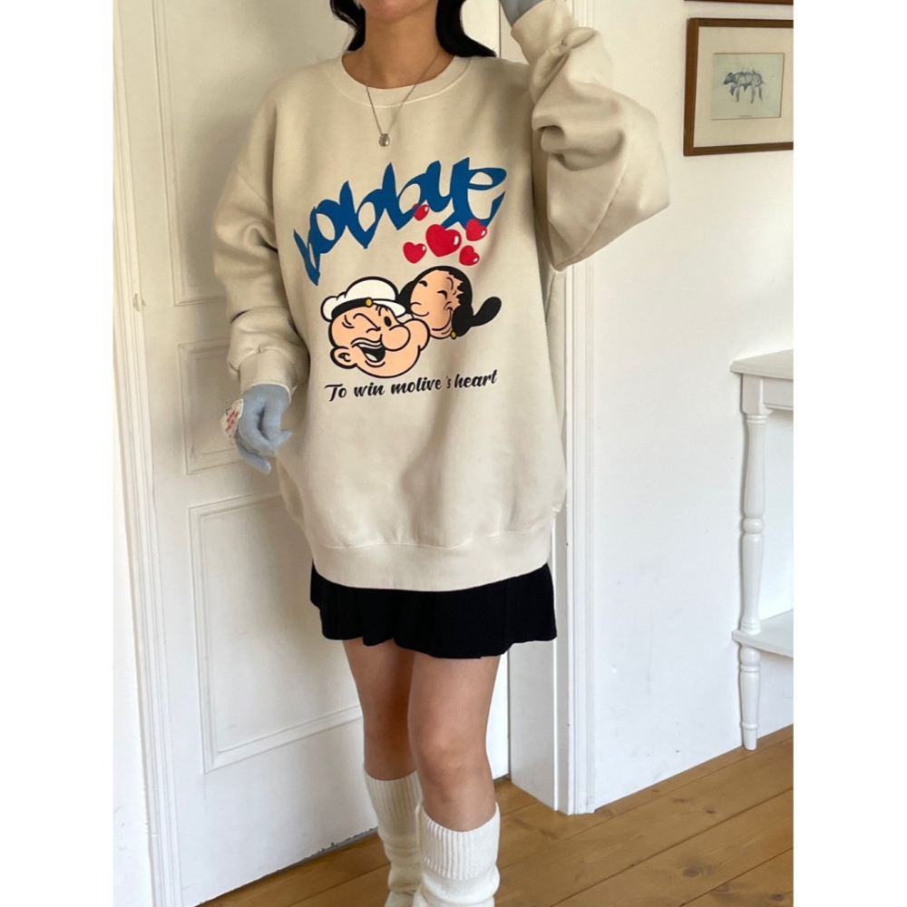 韓國女裝 Macbrother卜派Popeye戀愛大學長T-細節圖2