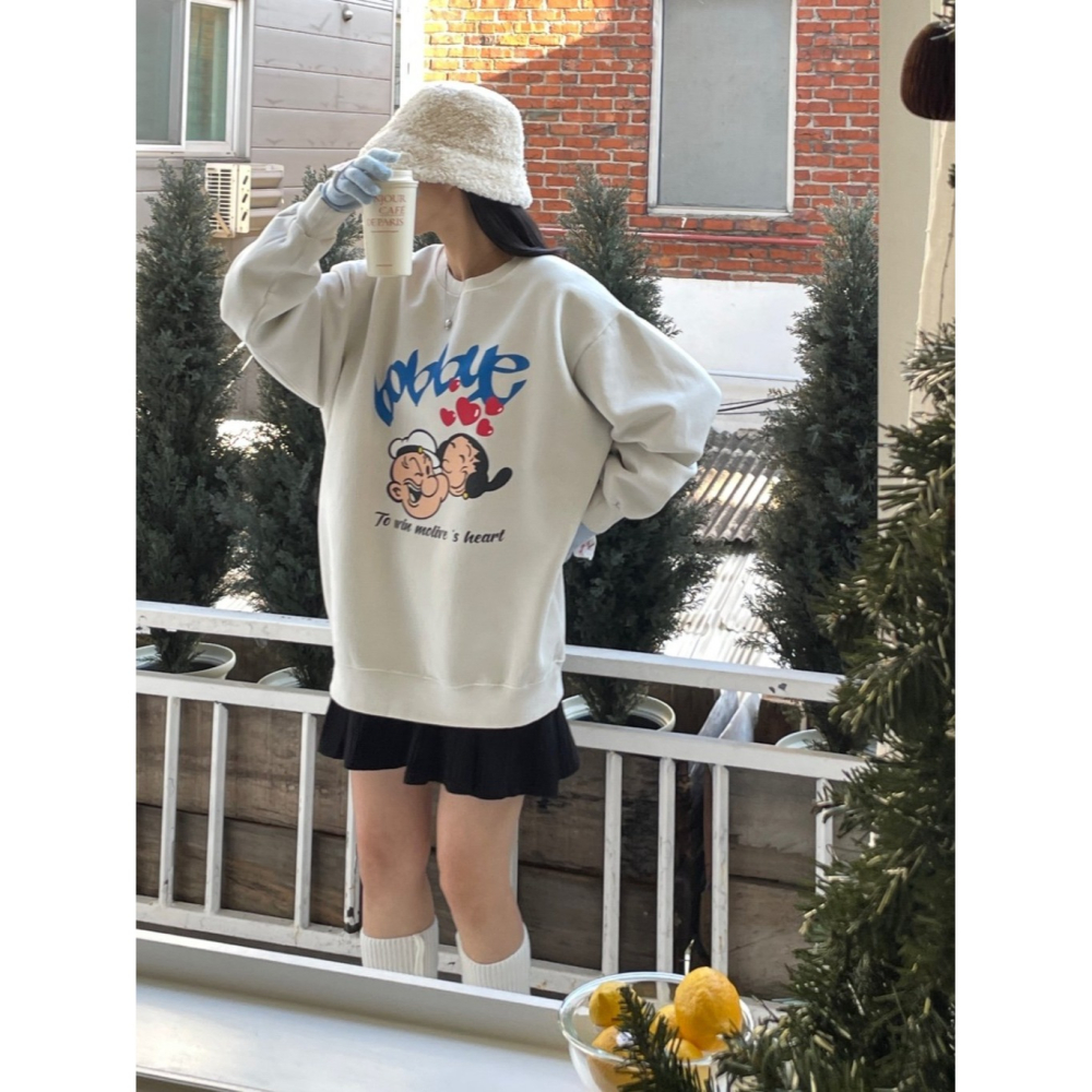 韓國女裝 Macbrother卜派Popeye戀愛大學長T-細節圖3