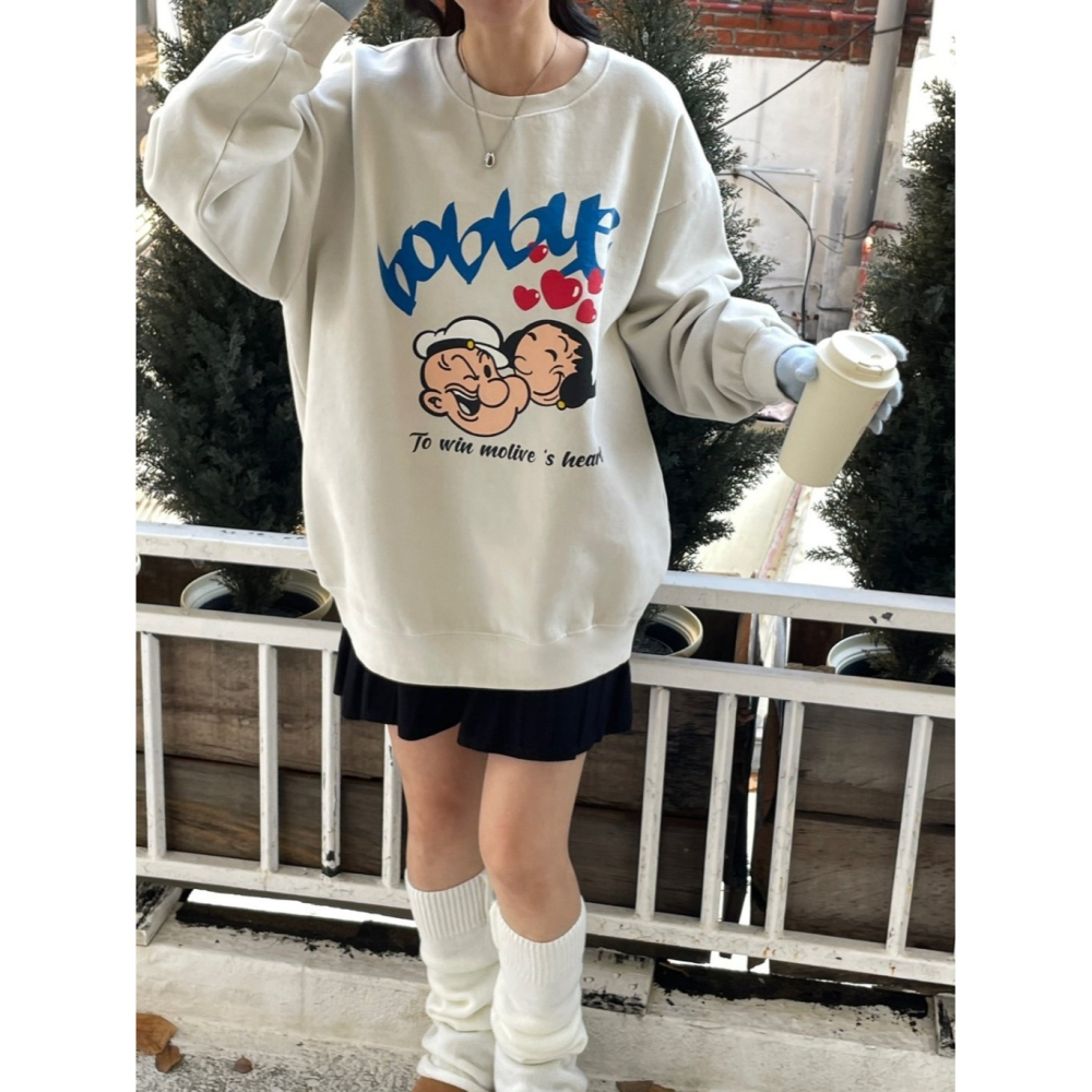 韓國女裝 Macbrother卜派Popeye戀愛大學長T-細節圖4