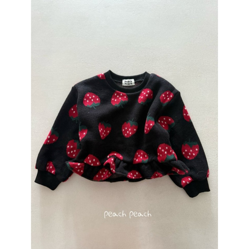 正韓童裝 Peach Peach 草莓荷葉邊提花針織衫-細節圖6