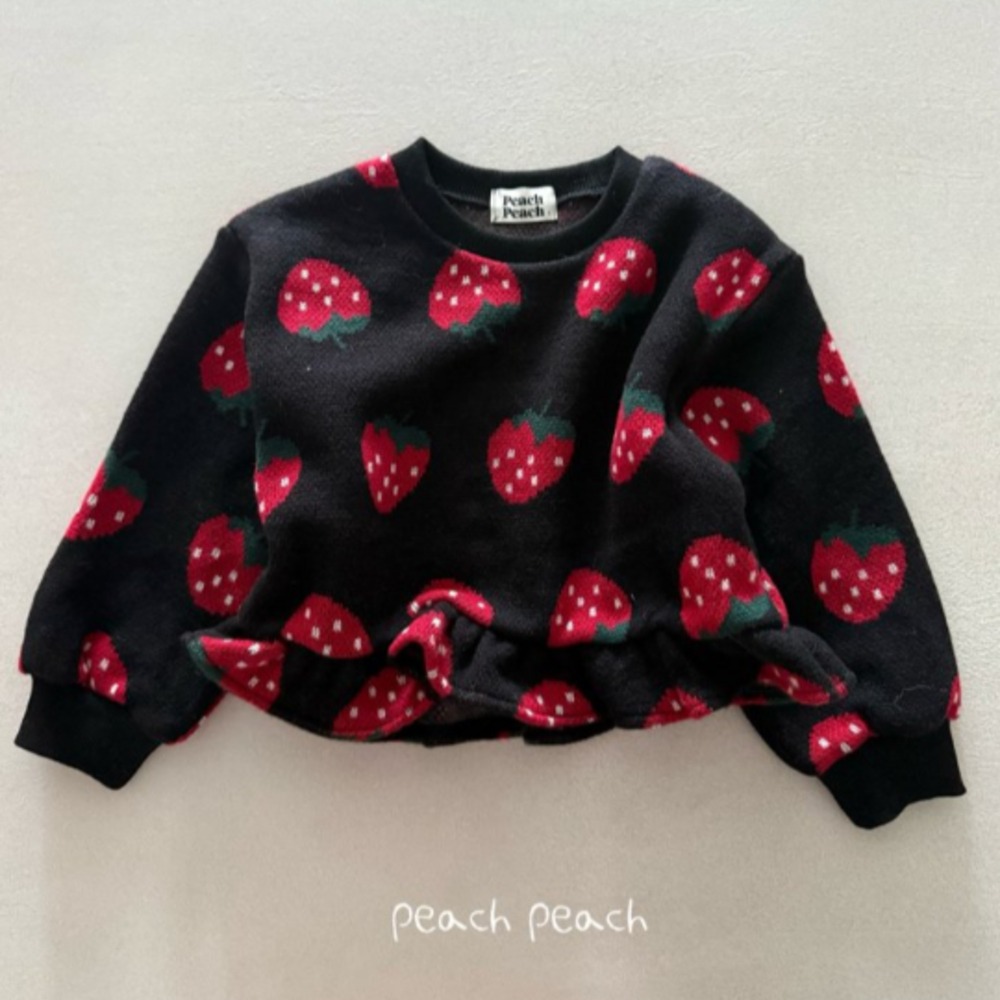 正韓童裝 Peach Peach 草莓荷葉邊提花針織衫-細節圖8