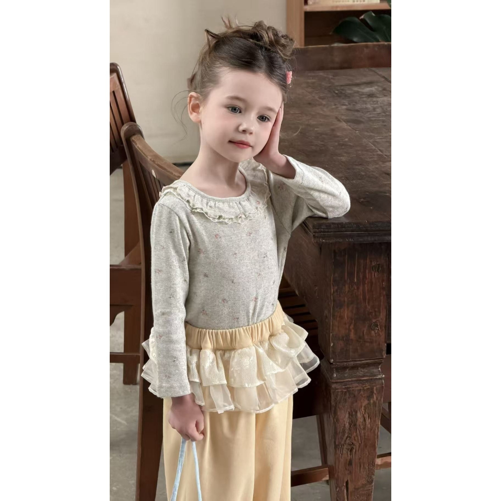 正韓童裝 Aiai 波浪邊縮口長褲-細節圖3