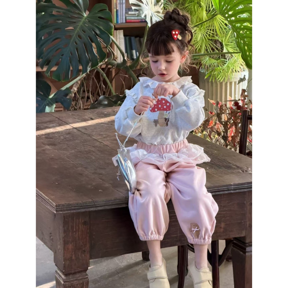 正韓童裝 Aiai 波浪邊縮口長褲-細節圖7