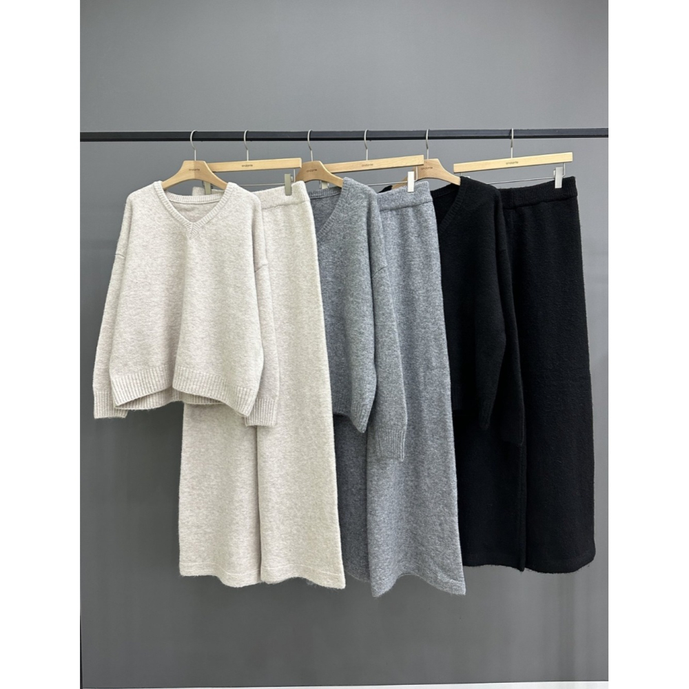 韓國女裝 Andante 氣質三件組披肩針織褲套裝-細節圖5