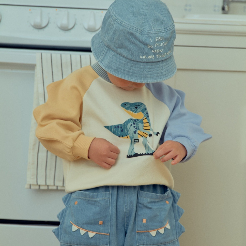 正韓童裝  1st blue 恐龍大口袋牛仔褲-細節圖3