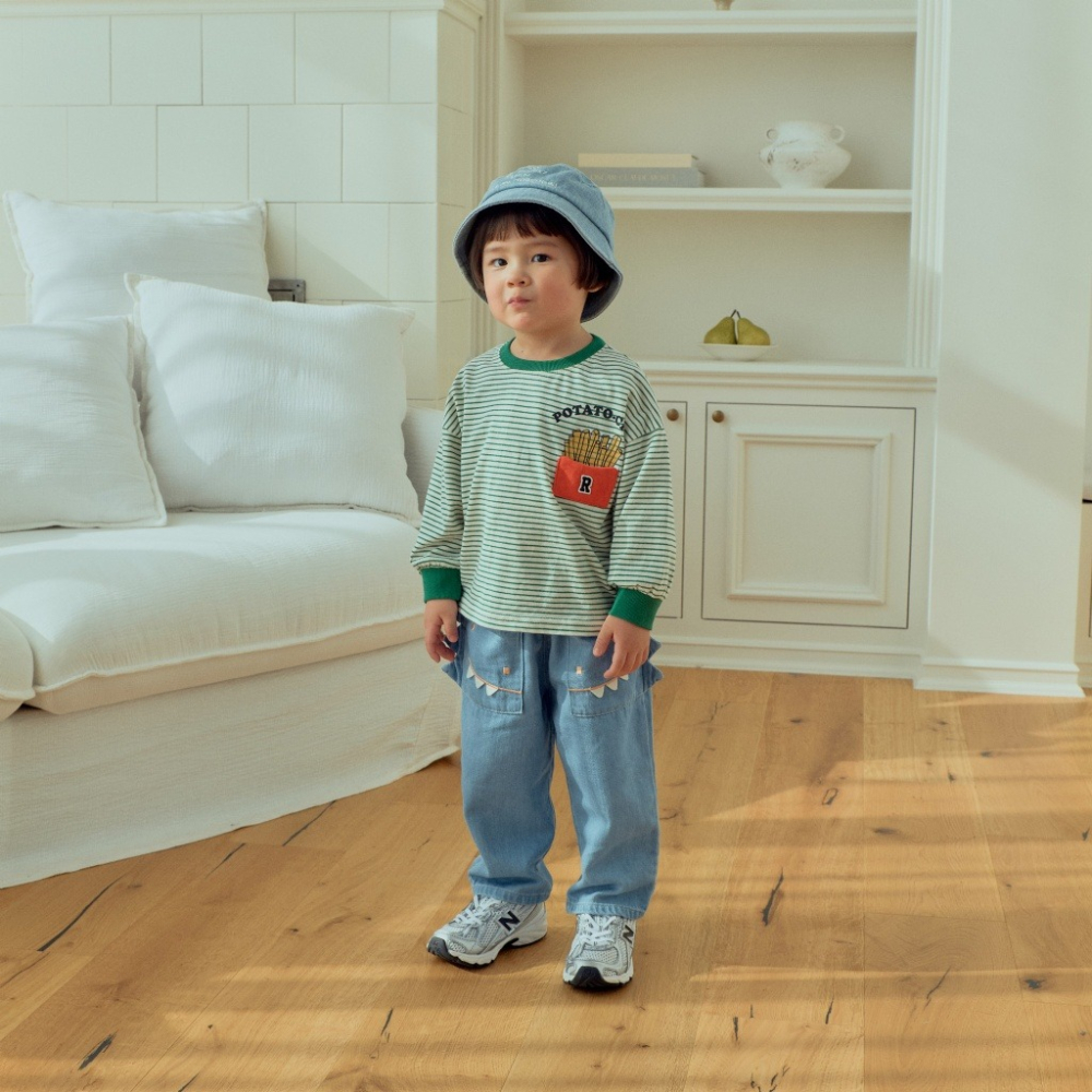 正韓童裝  1st blue 恐龍大口袋牛仔褲-細節圖5