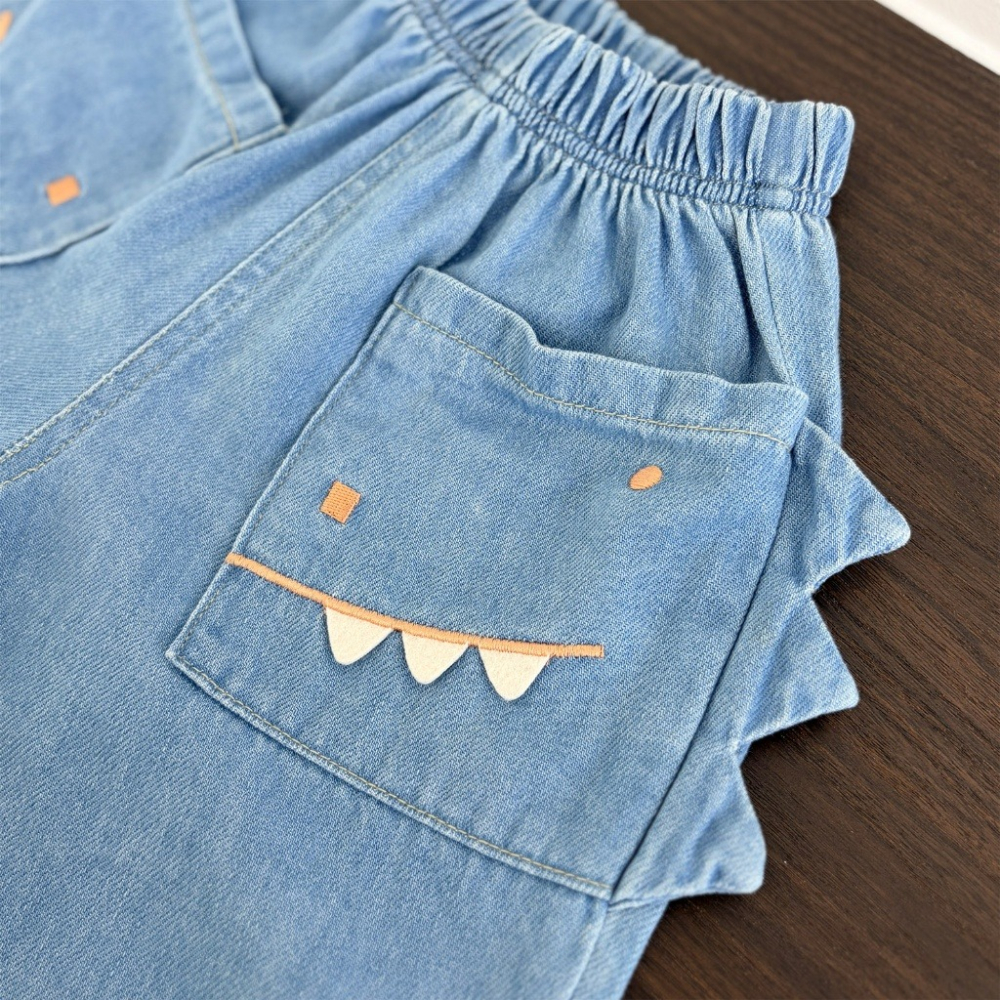 正韓童裝  1st blue 恐龍大口袋牛仔褲-細節圖8