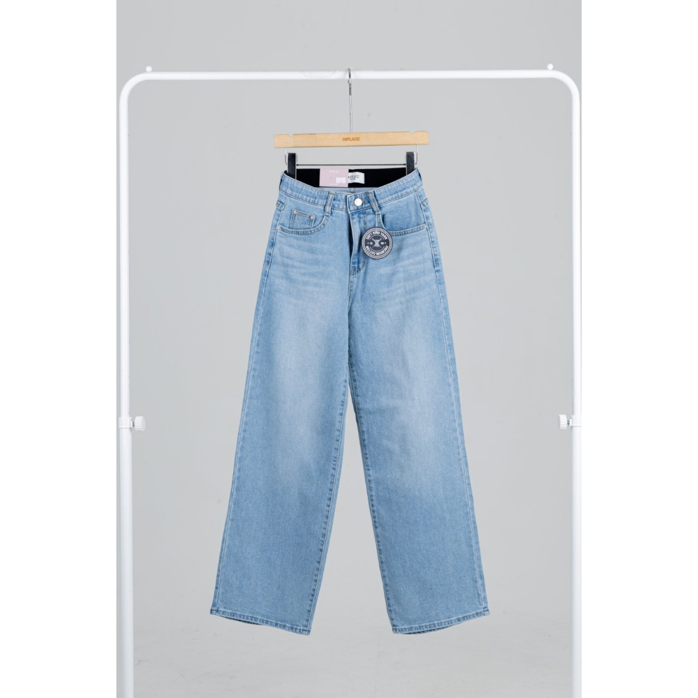 韓國女裝 96Place 經典俐落直刷中寬牛仔褲-細節圖7