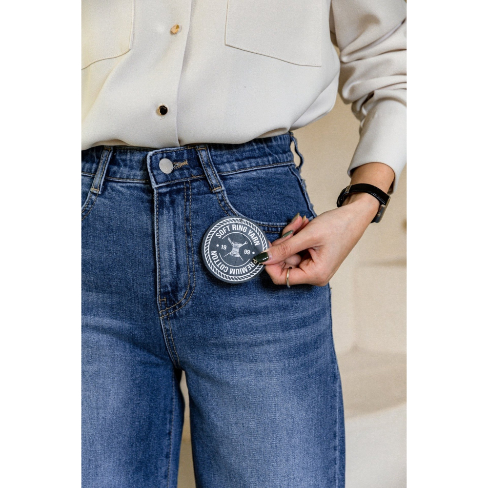 韓國女裝 96Place 經典俐落直刷中寬牛仔褲-細節圖9