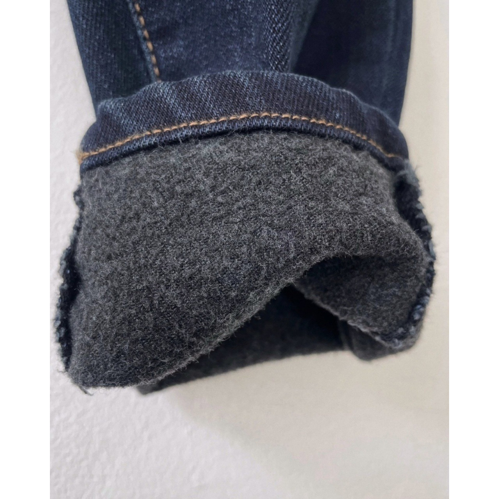 韓國女裝 HOWLUK 發熱厚絨彈性腰扣丹寧長牛仔褲 可塞靴-細節圖7