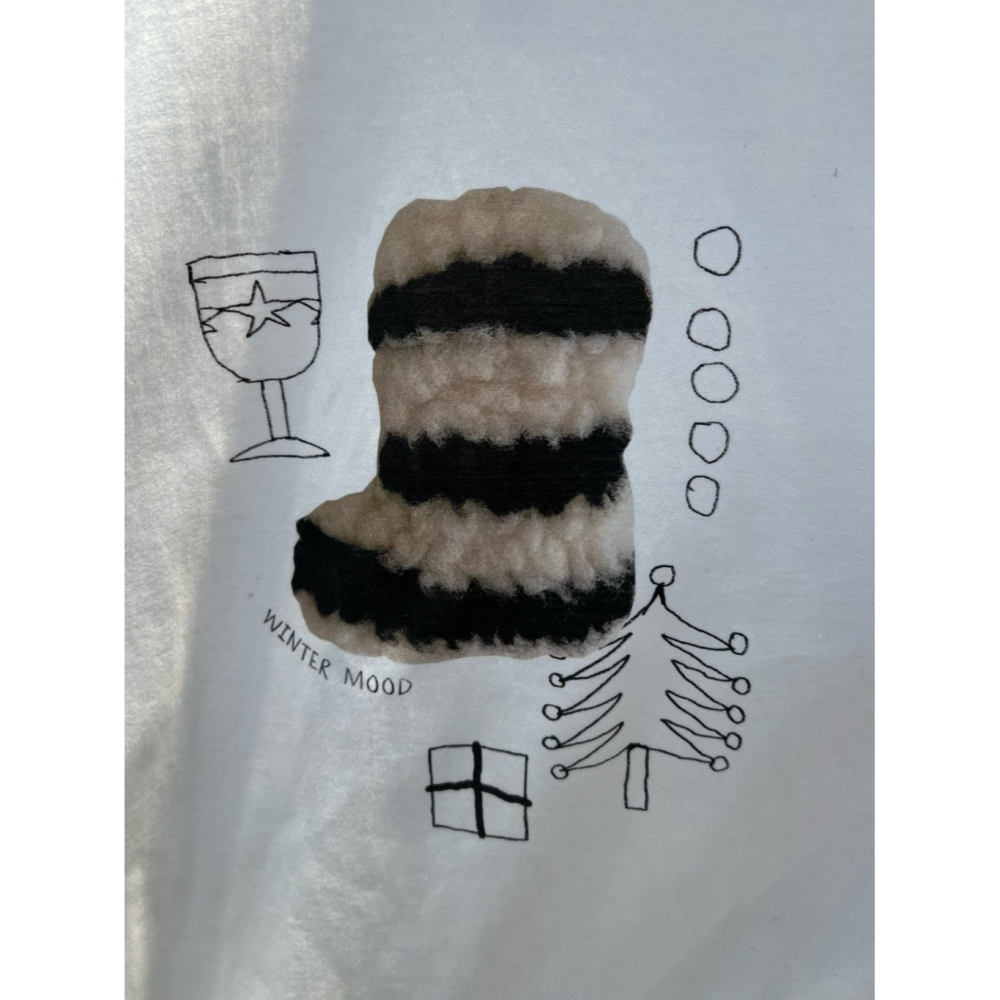 韓國女裝 Theline 毛皮靴繪圖示短袖落肩棉T-細節圖5