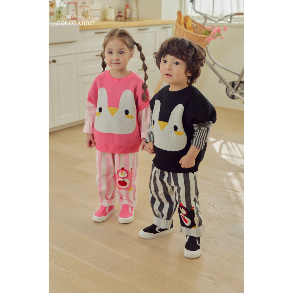 正韓童裝  COCO RABBIT 褲擺企鵝直紋褲-細節圖5