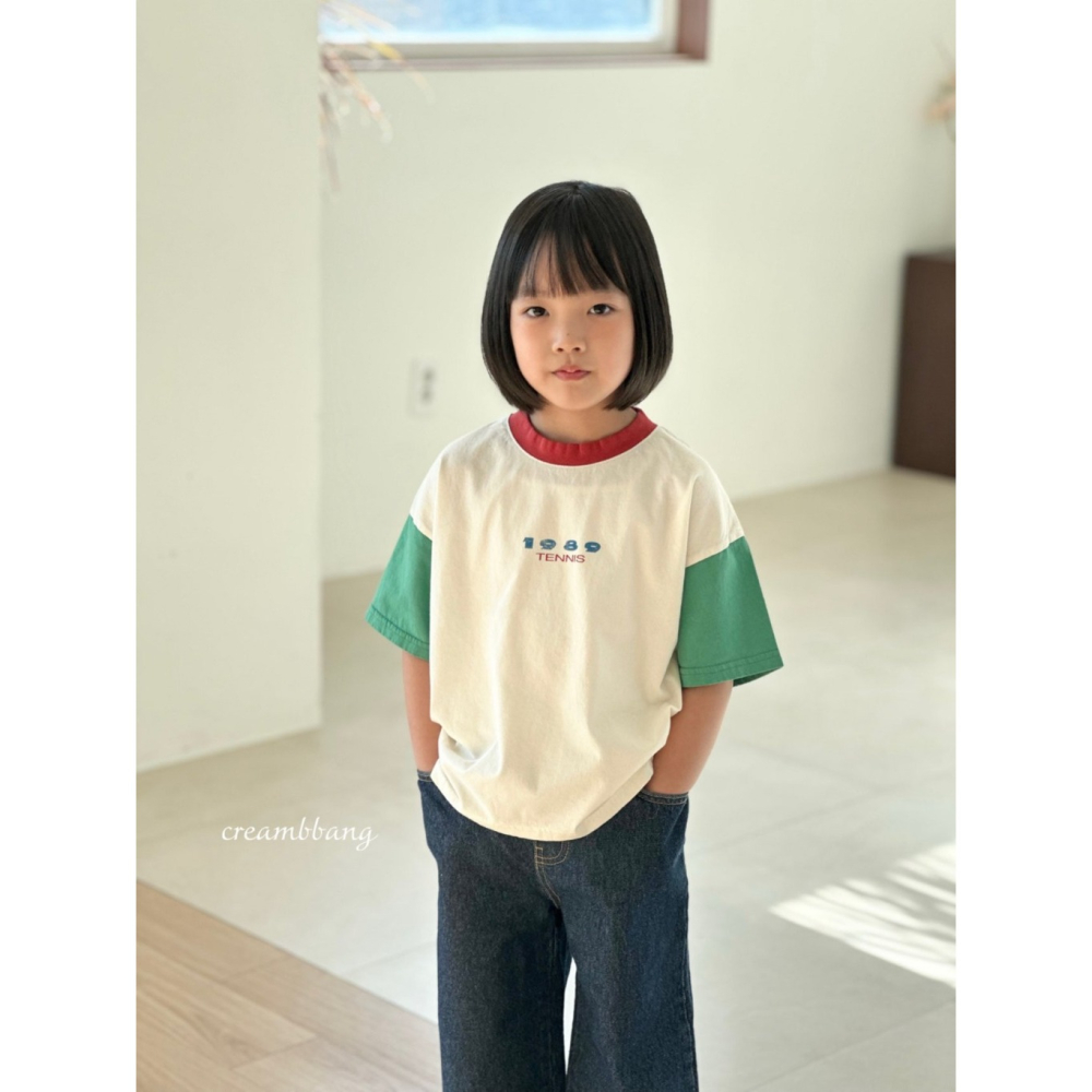 正韓童裝 Creambbang 1989風簡約拼色T-細節圖4
