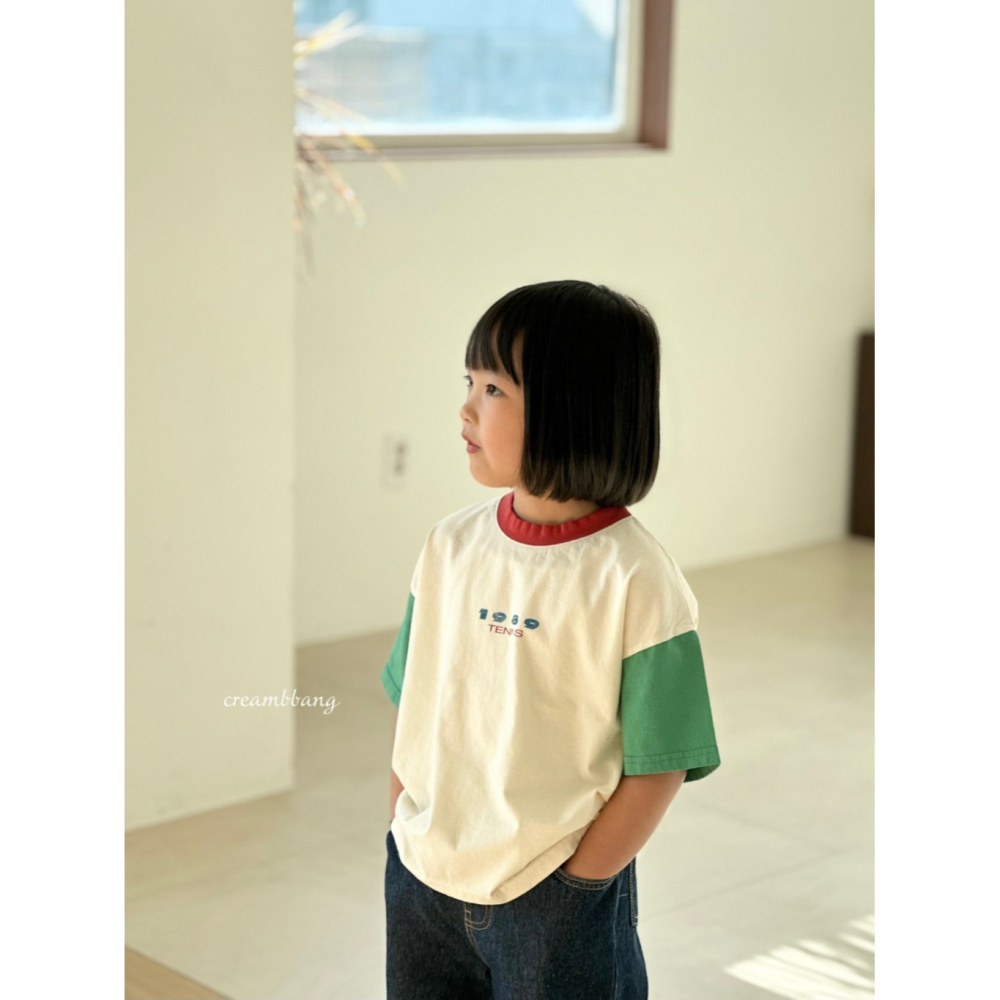 正韓童裝 Creambbang 1989風簡約拼色T-細節圖5