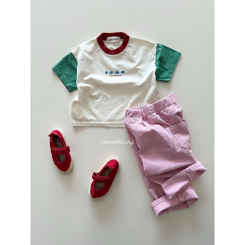 正韓童裝 Creambbang 1989風簡約拼色T-細節圖6