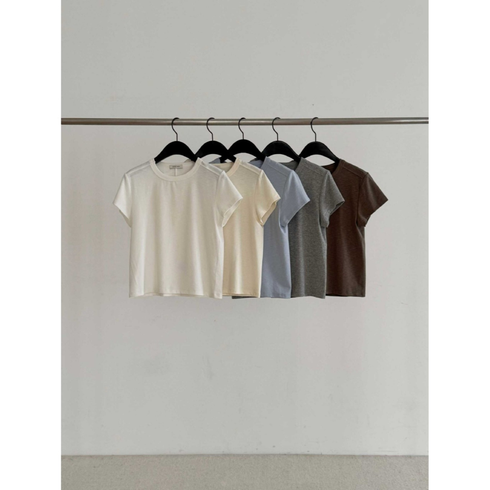 韓國女裝 Dressroom 合版剪裁舒適素色棉T-細節圖2