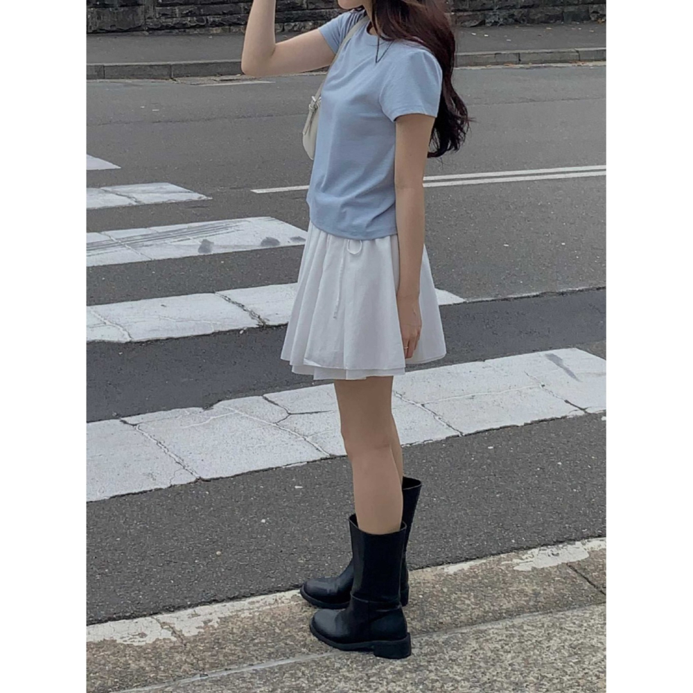 韓國女裝 Dressroom 合版剪裁舒適素色棉T-細節圖3