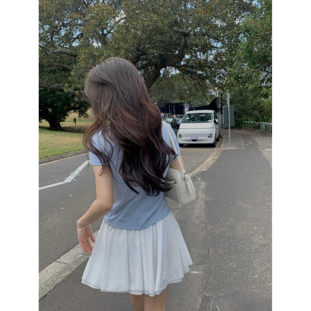 韓國女裝 Dressroom 合版剪裁舒適素色棉T-細節圖4