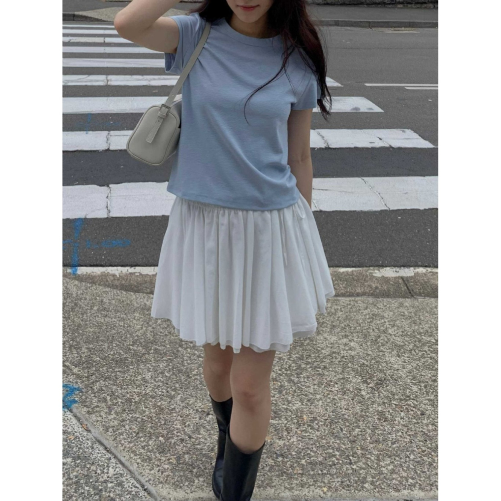 韓國女裝 Dressroom 合版剪裁舒適素色棉T-細節圖5