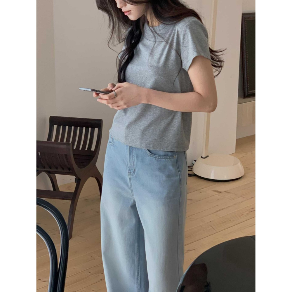 韓國女裝 Dressroom 合版剪裁舒適素色棉T-細節圖6