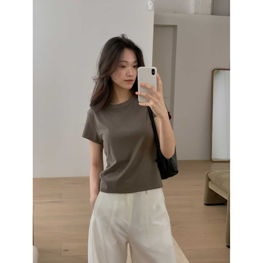 韓國女裝 Dressroom 合版剪裁舒適素色棉T-細節圖8