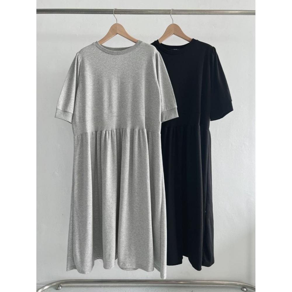 韓國女裝 Byyoul -素色法式袖寬鬆洋裝-細節圖7