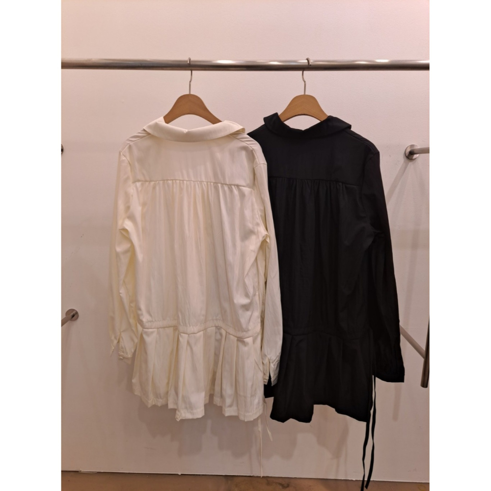 韓國女裝 Punch 波西米亞溫柔造型排釦簍空綁帶長袖上衣 短裙-細節圖10