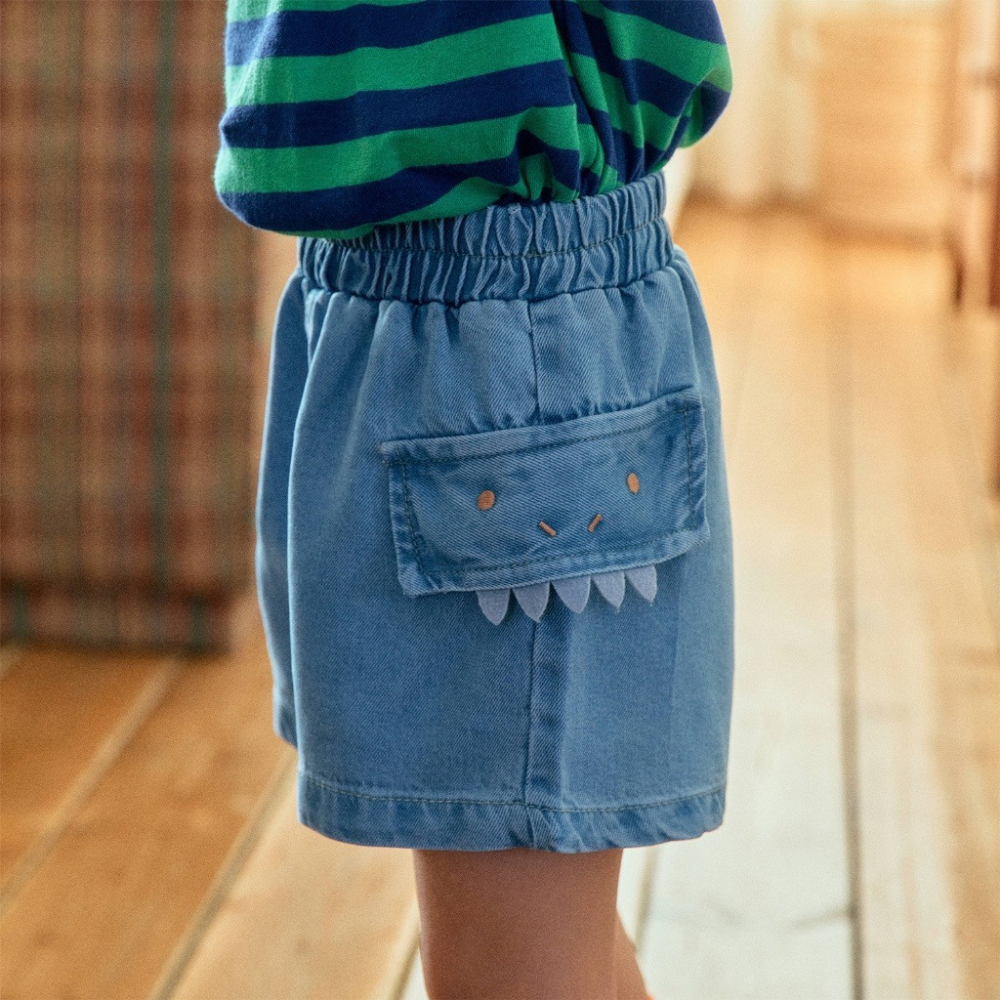 正韓童裝 1stblue 牙齒側口袋牛仔短褲-細節圖2