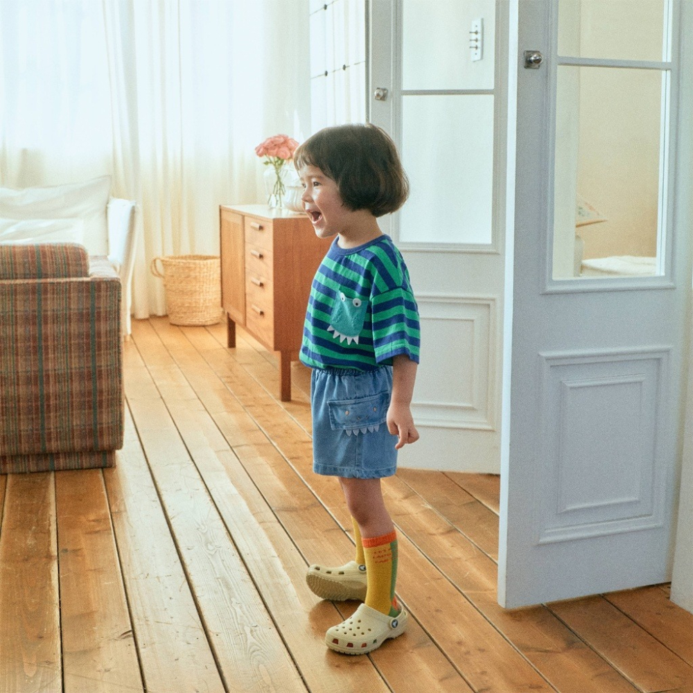 正韓童裝 1stblue 牙齒側口袋牛仔短褲-細節圖3