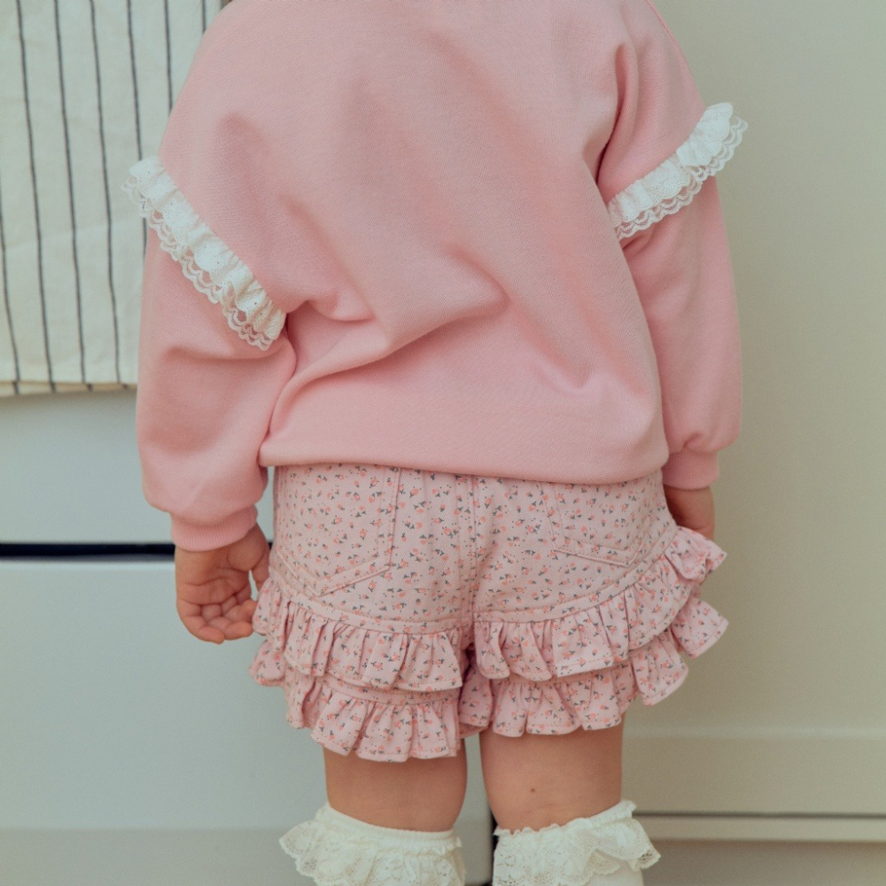 正韓童裝  1stblue  荷葉飾邊碎花短褲裙-細節圖3