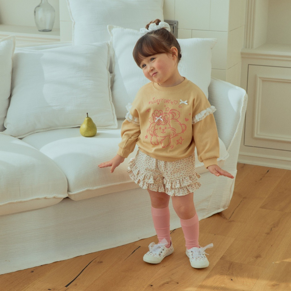 正韓童裝  1stblue  荷葉飾邊碎花短褲裙-細節圖4