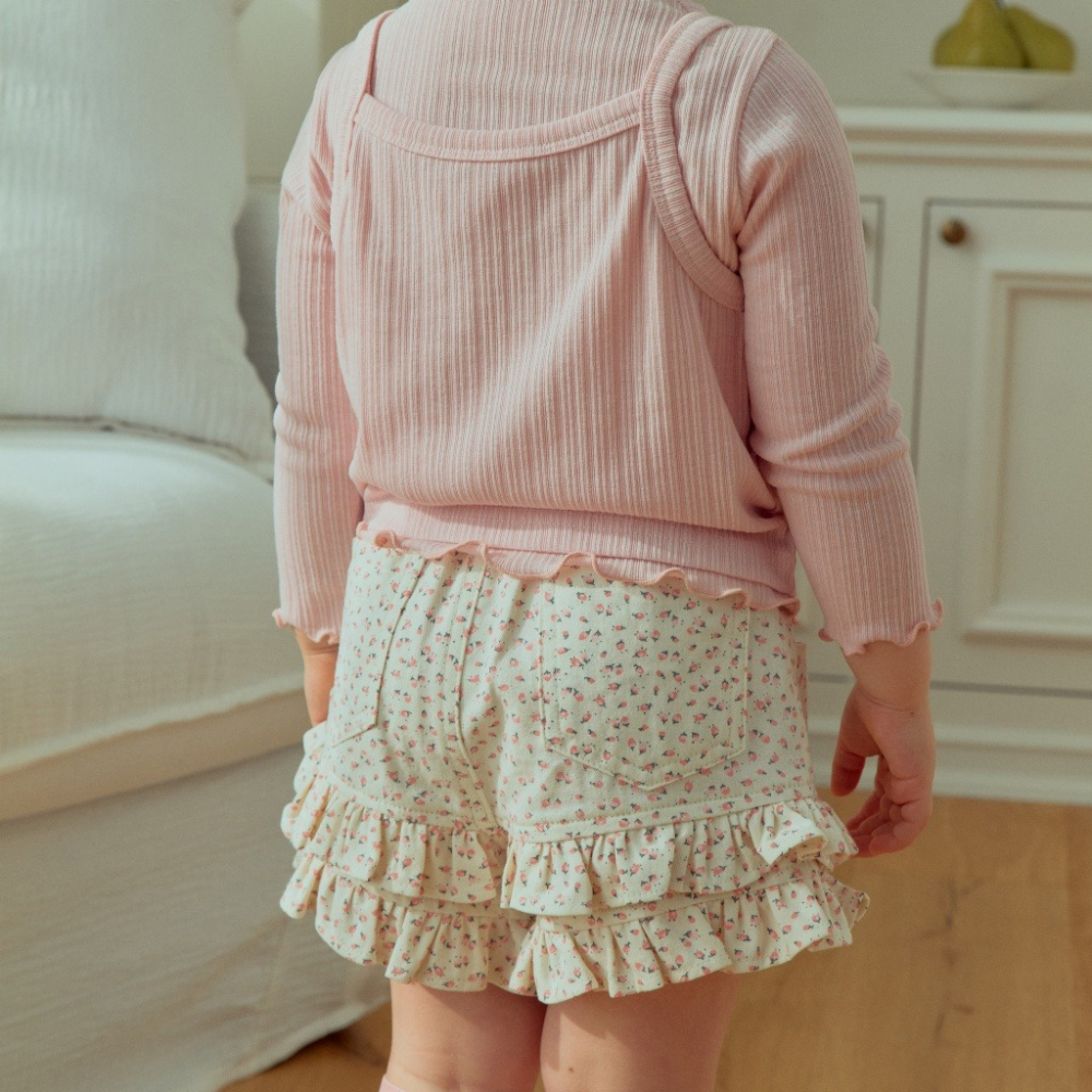 正韓童裝  1stblue  荷葉飾邊碎花短褲裙-細節圖6