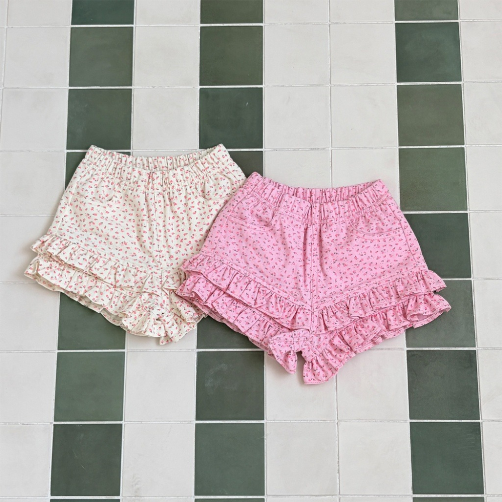 正韓童裝  1stblue  荷葉飾邊碎花短褲裙-細節圖7