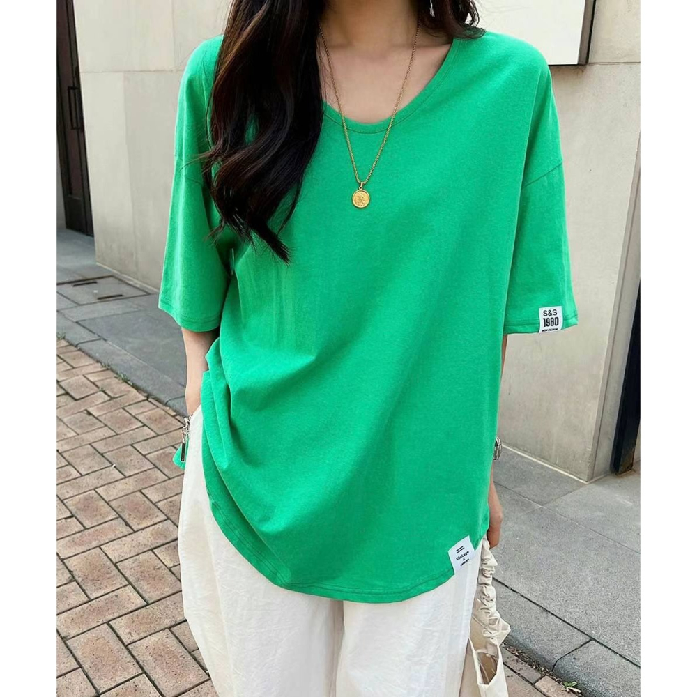 韓國女裝 Theseason 前智後長遮下半身長款短袖t恤裙-細節圖3