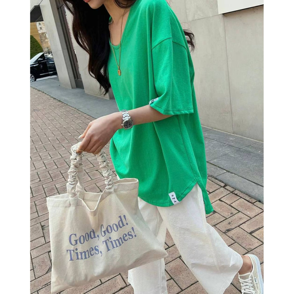 韓國女裝 Theseason 前智後長遮下半身長款短袖t恤裙-細節圖4