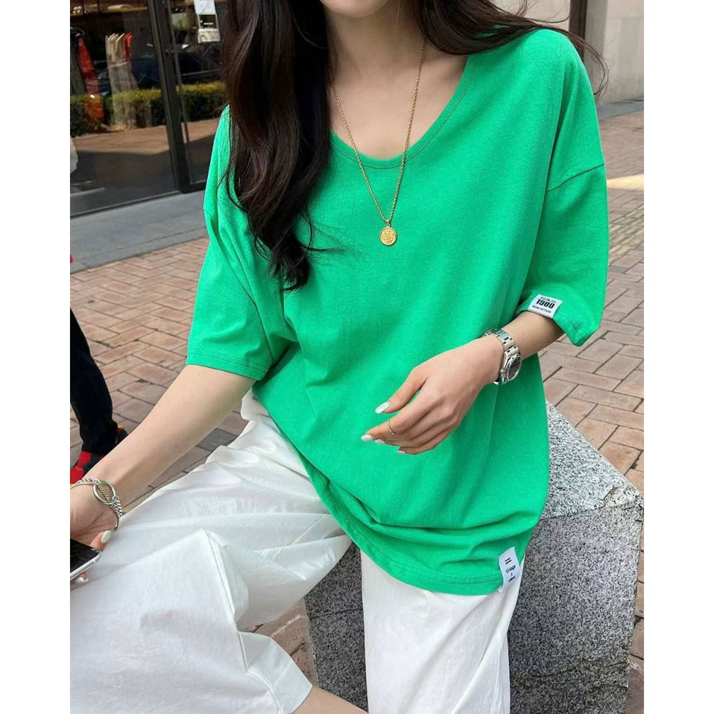 韓國女裝 Theseason 前智後長遮下半身長款短袖t恤裙-細節圖5