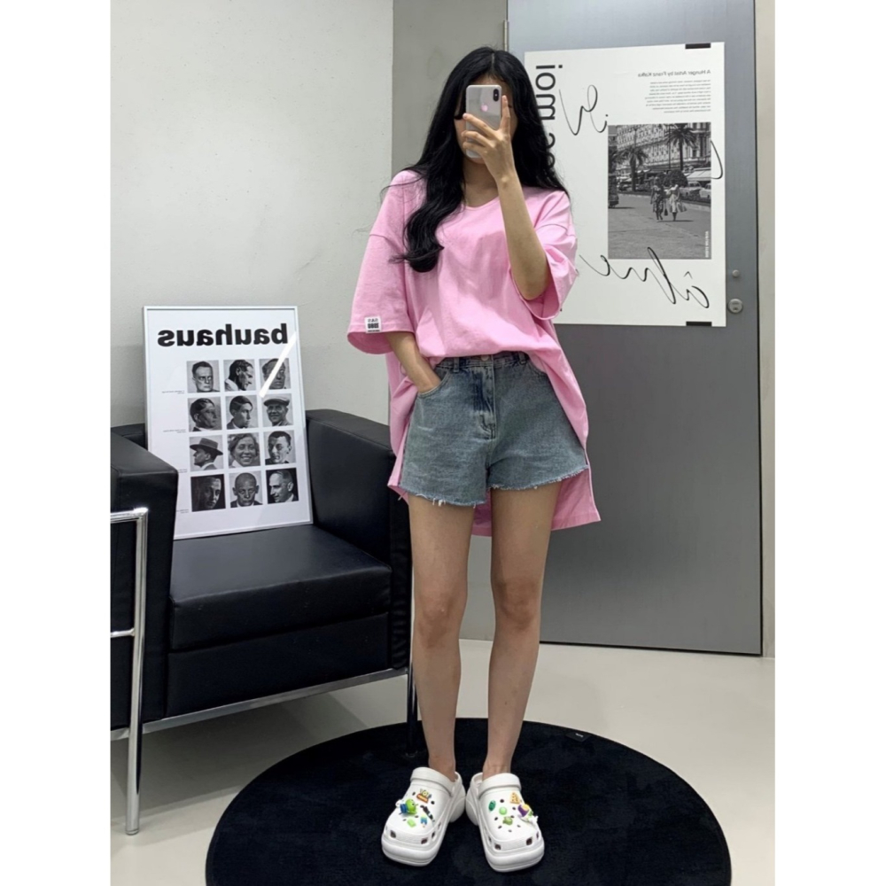 韓國女裝 Theseason 前智後長遮下半身長款短袖t恤裙-細節圖8