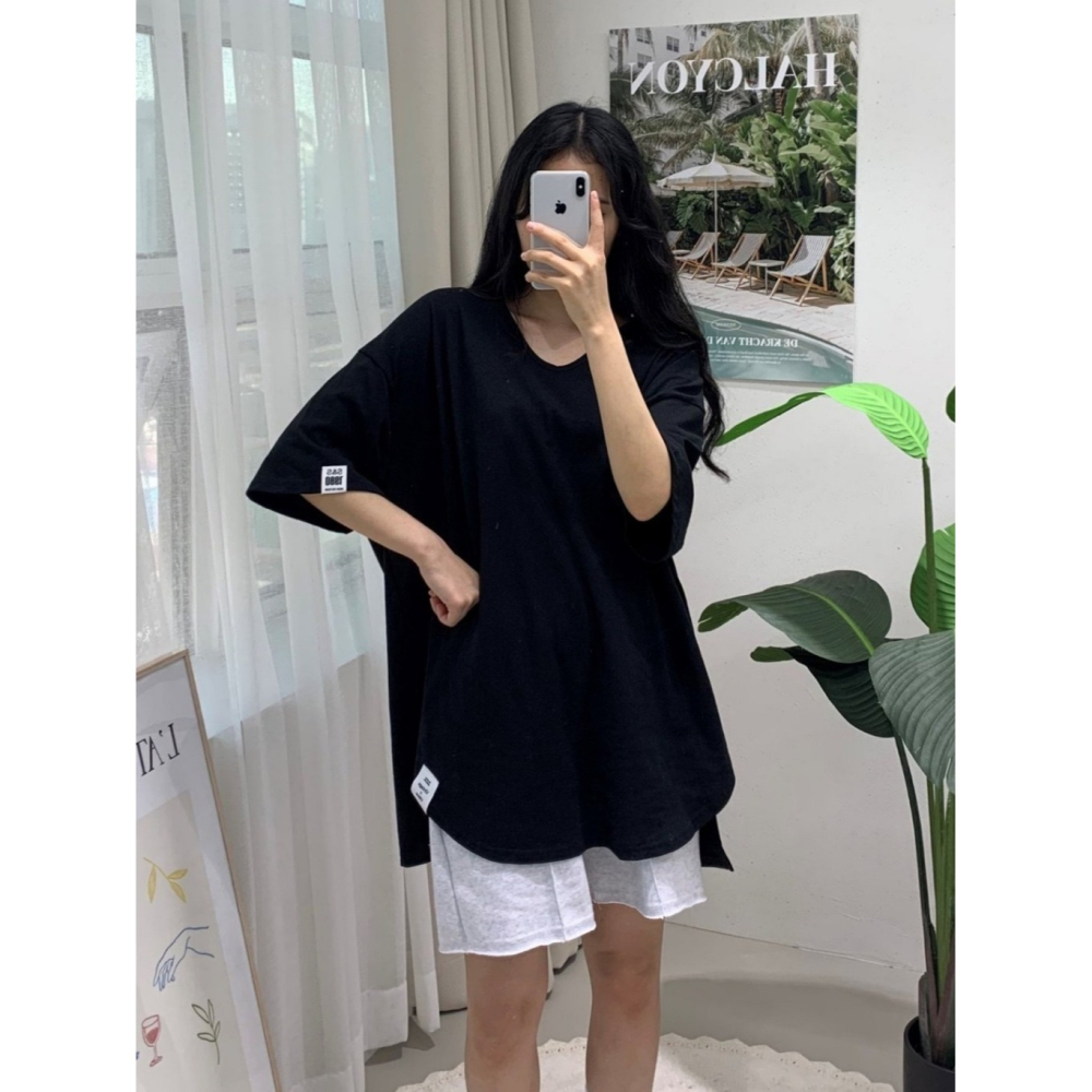 韓國女裝 Theseason 前智後長遮下半身長款短袖t恤裙-細節圖9