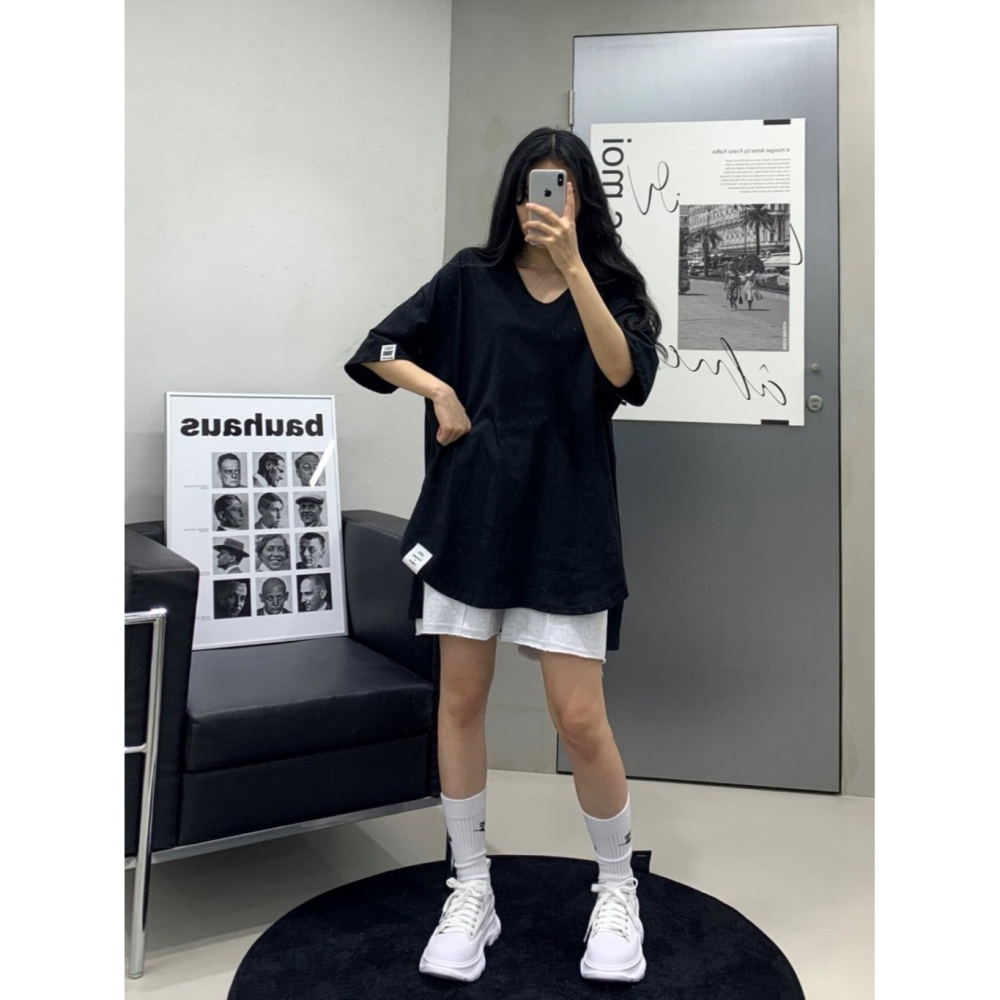 韓國女裝 Theseason 前智後長遮下半身長款短袖t恤裙-細節圖10