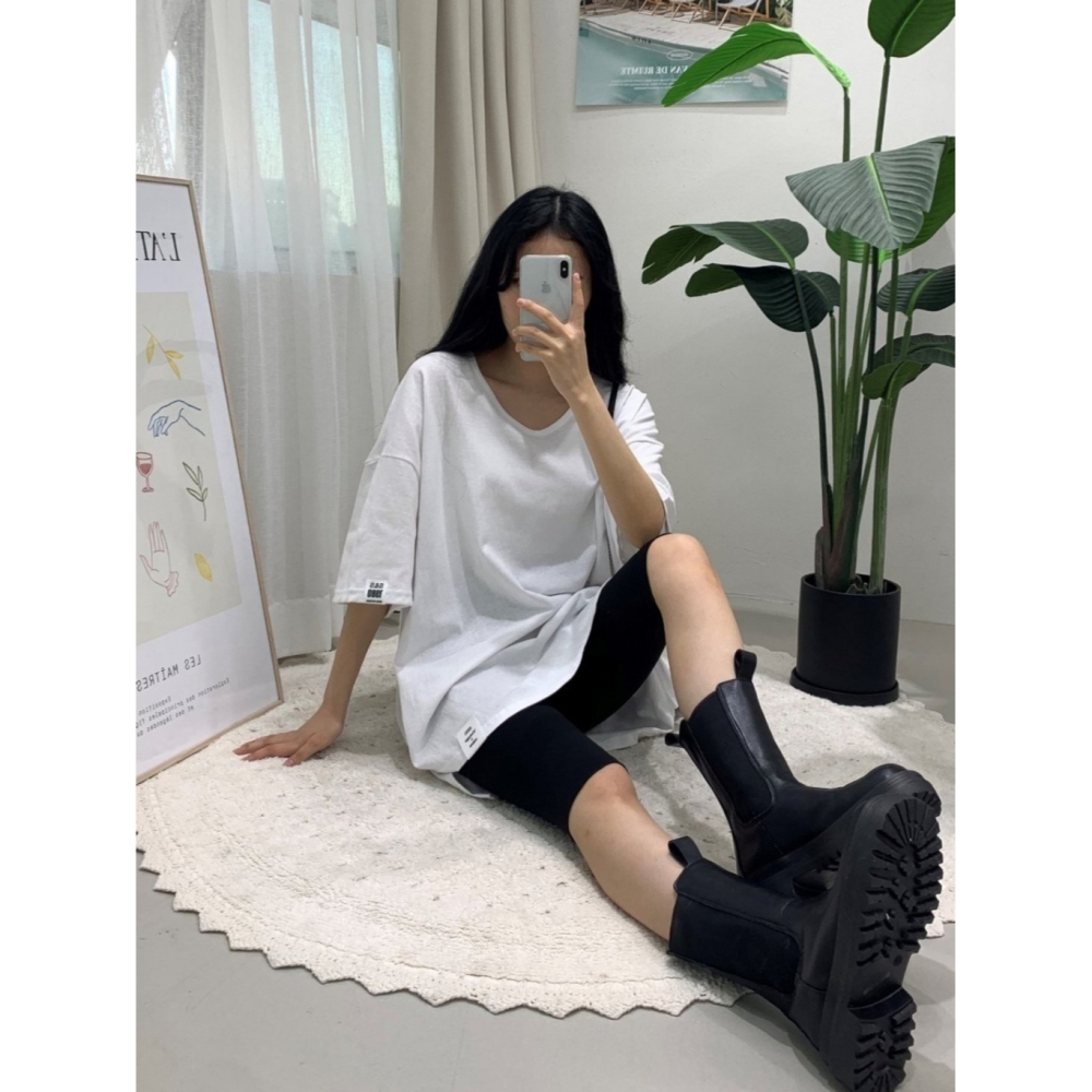 韓國女裝 Theseason 前智後長遮下半身長款短袖t恤裙-細節圖11