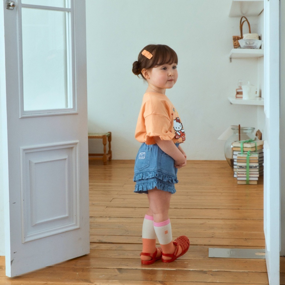 正韓童裝 1stblue 蛋糕裙擺牛仔短褲-細節圖2