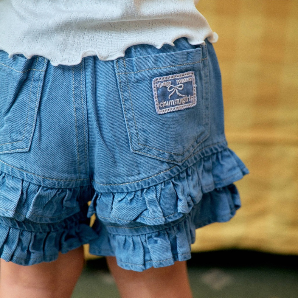 正韓童裝 1stblue 蛋糕裙擺牛仔短褲-細節圖3